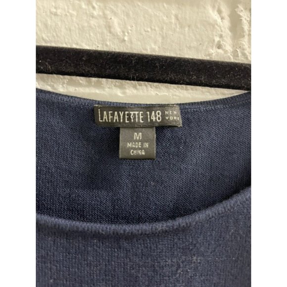 Lafayette 148 New York Women Blue 100% Cotton Round Neck Sweater Tank Top Size M - Picture 4 of 4